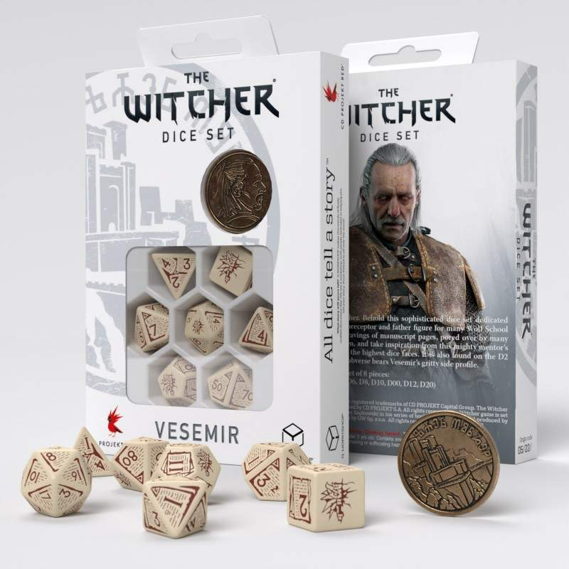 Witcher Vesemir the Old Wolf Poly Beige /Brown (7) Terningsett