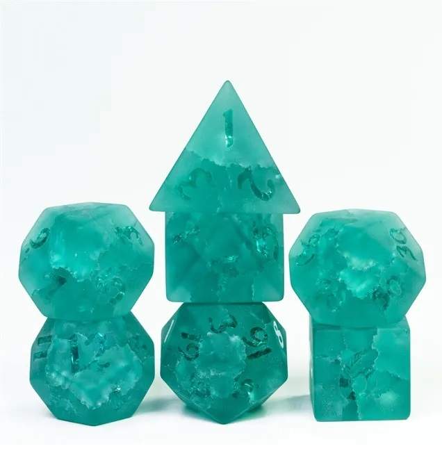 Glass Burst Lightning Poly Teal /Teal (7) Terningsett